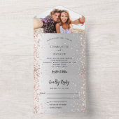 Zilveren roos gouden foto bruiloft all in one uitnodiging (Binnen)