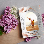 Zilveren roos gouden foto bruiloft opslaan van de  save the date