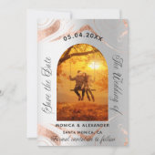 Zilveren roos gouden foto QR bruiloft opslaan de d Save The Date (Voorkant)
