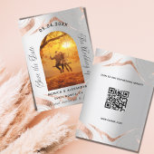 Zilveren roos gouden foto QR bruiloft opslaan de d Save The Date