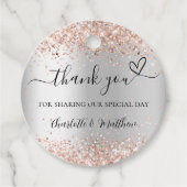 Zilveren roos gouden hart dank je trouwdag bedankjes labels (Voorkant)