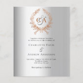 Zilveren roos gouden krans monogram budget bruilof (Voorkant)