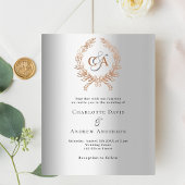 Zilveren roos gouden krans monogram budget bruilof