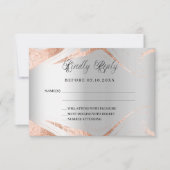 Zilveren roos gouden marmer bruiloft reactie RSVP (Voorkant)