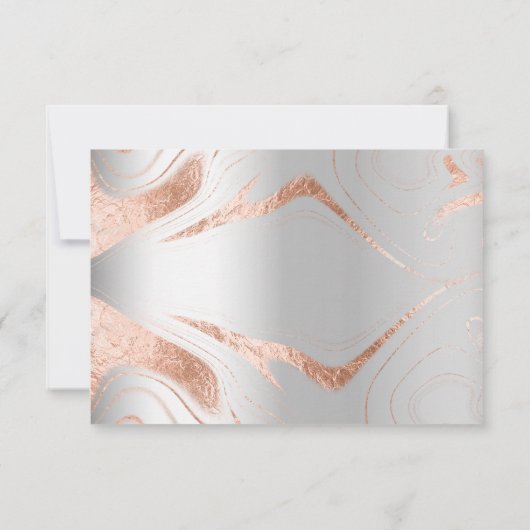 Zilveren roos gouden marmer bruiloft reactie RSVP (Achterkant)