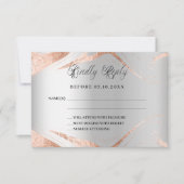 Zilveren roos gouden marmer bruiloft reactie RSVP Kaartje (Voorkant)