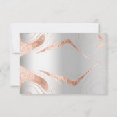 Zilveren roos gouden marmer bruiloft reactie RSVP Kaartje (Achterkant)