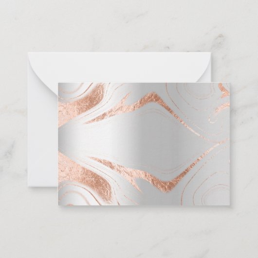 Zilveren roos gouden marmer bruiloft reactie RSVP Notitiekaartje (Achterkant)