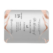 Zilveren roos gouden marmer luxe bruiloft uitnodig magneet (Horizontaal)