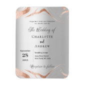 Zilveren roos gouden marmer luxe bruiloft uitnodig magneet (Verticaal)