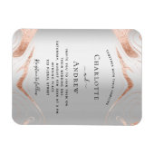 Zilveren roos gouden marmer luxe bruiloft uitnodig magneet (Horizontaal)