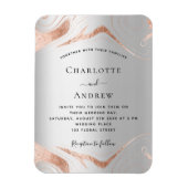 Zilveren roos gouden marmer luxe bruiloft uitnodig magneet (Verticaal)