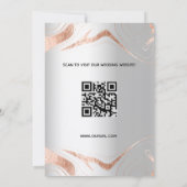 Zilveren roos gouden marmer moderne QR code bruilo Save The Date (Achterkant)
