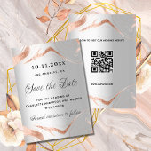 Zilveren roos gouden marmer moderne QR code bruilo Save The Date