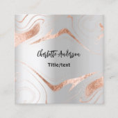 Zilveren roos gouden marmer QR code elegant Vierkante Visitekaartje (Voorkant)