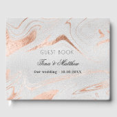 Zilveren roos gouden marmeren bruiloft gastenboek (Voorkant)