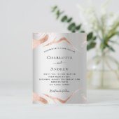 Zilveren roos gouden marmeren bruiloft uitnodiging briefkaart (Staand voorkant)