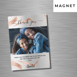 Zilveren roos gouden marmeren foto dank u magneet