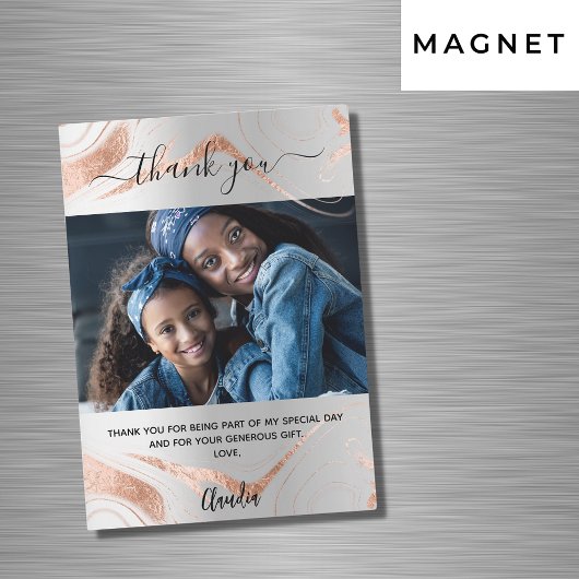 Zilveren roos gouden marmeren foto dank u magneet