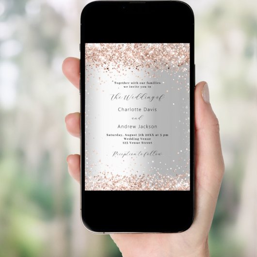 Zilveren roos gouden moderne luxe bruiloft kaart