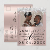 Zilveren Roos Grappige Bewaar de Datum Koppel Foto Briefkaart (Voorkant / Achterkant)