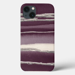 Zilveren Roos Paarse Abstracte Print iPhone 13 Hoesje