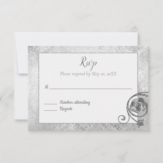 Zilveren Roos RSVP Kaartje (Voorkant)