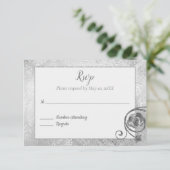 Zilveren Roos RSVP Kaartje (Staand voorkant)