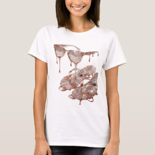 Zilveren ROSE GOLD GLAMOUR Print met een rand T-shirt