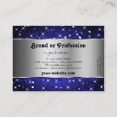 Zilveren Royal Blue Glitter Sparkle Stars Eleganti Visitekaartje (Achterkant)