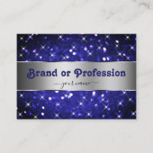 Zilveren Royal Blue Glitter Sparkle Stars Eleganti Visitekaartje (Voorkant)