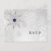 Zilveren Royal Blue Sneeuwvlokken Winter bruiloft Uitnodiging Briefkaart (Voorkant)
