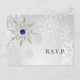 Zilveren Royal Blue Sneeuwvlokken Winter bruiloft  Uitnodiging Briefkaart