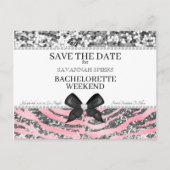 Zilveren Roze Bachelorette Weekend Save the Date Aankondigingskaart (Voorkant)