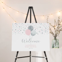 Zilveren & Roze Ballonnen Moderne Baby Shower Welk