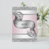 Zilveren Roze Bat Mitzvah RSVP (Staand voorkant)