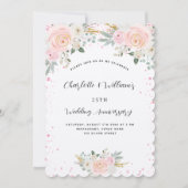 Zilveren roze bloem luxe 25e huwelijksjubileum kaart (Voorkant)