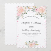 Zilveren roze bloem luxe 25e huwelijksjubileum kaart (Voorkant / Achterkant)