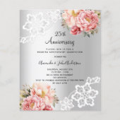 Zilveren roze bloemen 25e trouwdag (Voorkant)