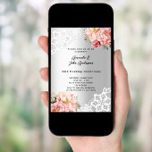 Zilveren roze bloemen 25e trouwdag kaart