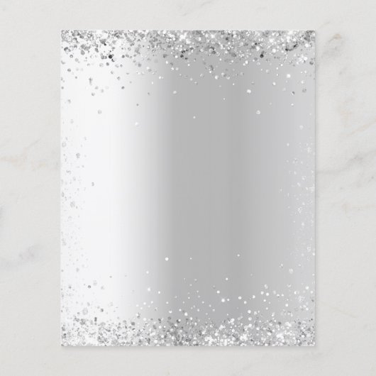 Zilveren roze bloemen bruiloft programma flyer (Achterkant)