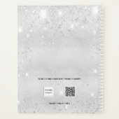 Zilveren roze bloemen glitter naam elegant planner (Achterkant)