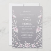 Zilveren roze bloemenChinoiserie repetitie diner Kaart (Voorkant)