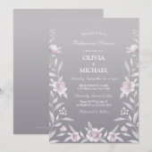 Zilveren roze bloemenChinoiserie repetitie diner Kaart (Voorkant / Achterkant)