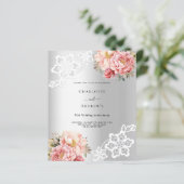 Zilveren roze bloemenkant 25e trouwdag (Staand voorkant)