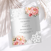 Zilveren roze bloemenkant 25e trouwdag