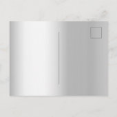 Zilveren roze bloemige 25e huwelijksjubileum uitnodiging briefkaart (Achterkant)