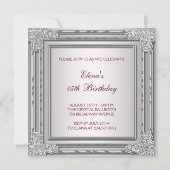 Zilveren Roze Foto Quinceanera Uitnodiging (Achterkant)