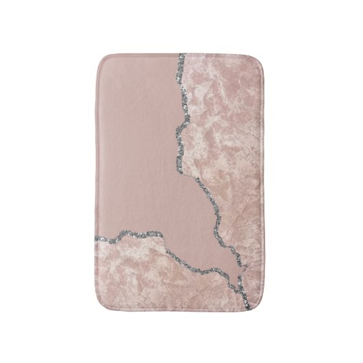 Zilveren Roze Geborsteld Metaal Glitter Badmat (Voorkant Verticaal)