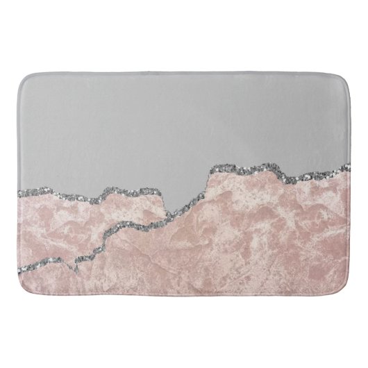 Zilveren Roze Geborsteld Metaal Glitter Badmat (Voorkant)